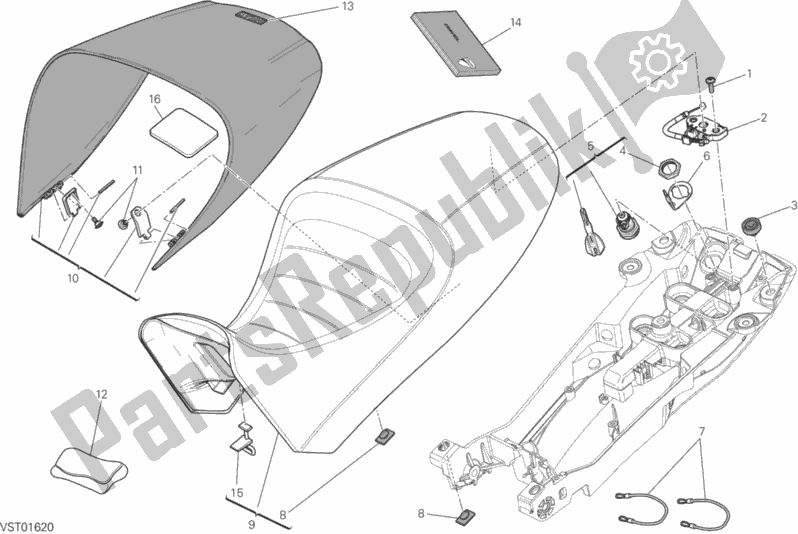 Alle onderdelen voor de Stoel van de Ducati Diavel FL Thailand 1200 2019